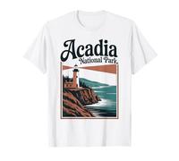 Parque Nacional Acadia Retro Outdoor Hiking Parque Nacional de Estados Unidos Camiseta
