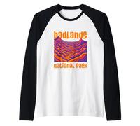 Parque Nacional Badlands Formaciones Rocas Coloridas Abstracto Camiseta Manga Raglan