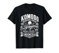 Parque Nacional de Komodo Indonesia Dragon Wildlife Camiseta gráfica económica, Hombre, Negro, XL