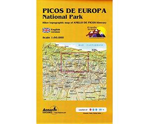 Parque Nacional de los Picos de Europa. Mapa topográfico excursionista: con el itinerario del Anillo de Picos