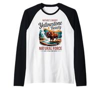 Parque Nacional de Yellowstone Retro Clásico Camiseta Manga Raglan