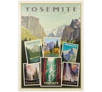 Parque Nacional de Yosemite: impresión de collage, póster vintage, rompecabezas premium de 1000 piezas para adultos
