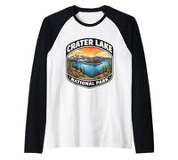 Parque Nacional del Lago del Cráter Souvenir Oregon Memorabilia Senderismo Camiseta Manga Raglan