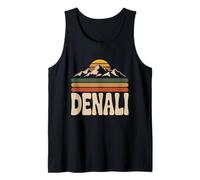 Parque Nacional Denali Retro Atardecer Vintage 70s Alaska Camiseta sin Mangas