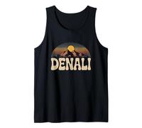 Parque Nacional Denali Retro Atardecer Vintage 70s Alaska Camiseta sin Mangas