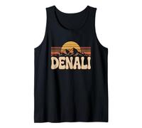 Parque Nacional Denali Retro Atardecer Vintage 70s Alaska Camiseta sin Mangas