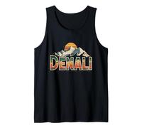 Parque Nacional Denali Retro Atardecer Vintage 70s Alaska Camiseta sin Mangas