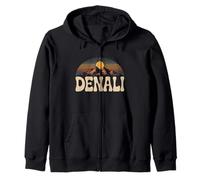Parque Nacional Denali Retro Atardecer Vintage 70s Alaska Sudadera con Capucha