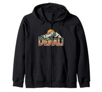 Parque Nacional Denali Retro Atardecer Vintage 70s Alaska Sudadera con Capucha