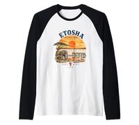 Parque Nacional Etosha Namibia Safari Vida Animal Atardecer Camiseta Manga Raglan