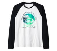 Parque Nacional Glaciar Montana PNW Naturaleza Amante Camiseta Manga Raglan