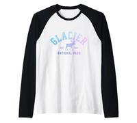 Parque Nacional Glaciar Montana PNW Naturaleza Amante Vintage Camiseta Manga Raglan