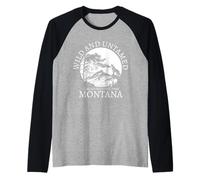 Parque Nacional Glaciar Montana PNW Naturaleza Amante Vintage Orgullo Camiseta Manga Raglan