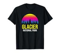 Parque Nacional Glaciar Retro Sunset Familia Vacaciones Camiseta