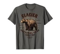 Parque Nacional Glacier 2027 Viaje Familiar Vacaciones Oso Grizzly Camiseta