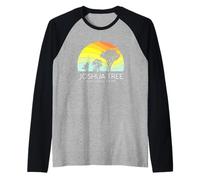 Parque nacional Joshua Tree California Vintage Retro Camping Camiseta Manga Raglan