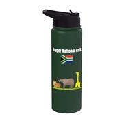 Parque Nacional Kruger souvenir Sudáfrica bandera safari amante Stainless Steel Insulated Water Bottle