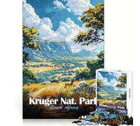 Parque Nacional Kruger,Sudáfrica Rompecabezas de 1000 Piezas para Adolescentes Ideal para ejercitar la Memoria,divertirse y Relajarse Cierre Seguro (38x26cm)