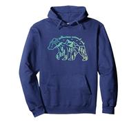 Parque Nacional Montaña Al Aire Libre Oso Yellowstone Sudadera con Capucha, Unisex para Adultos, Azul Marino, XXL
