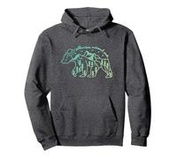 Parque Nacional Montaña Al Aire Libre Oso Yellowstone Sudadera con Capucha, Unisex para Adultos, Jaspeado Oscuro, XL