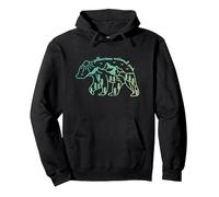 Parque Nacional Montaña Al Aire Libre Oso Yellowstone Sudadera con Capucha, Unisex para Adultos, Negro, XXL