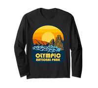 Parque Nacional Olímpico Vintage Sunset Ocean Design Manga Larga
