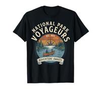 Parque Nacional Voyageurs Aventura Espera Retro Puesta De Sol Canoa Camiseta