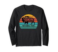Parque Nacional Yellowstone Retro Sunset Bisonte Manga Larga