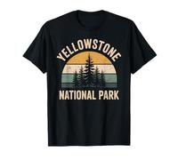 Parque Nacional Yellowstone Retro Vintage Pinos Senderismo Camiseta