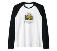 Parque Nacional Yosemite California USA Retro Senderismo Camping Camiseta Manga Raglan