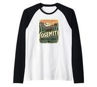 Parque Nacional Yosemite California USA Vintage Travel Design Camiseta Manga Raglan