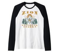 Parque Nacional Zion Senderista Aventura Montaña Camiseta Manga Raglan