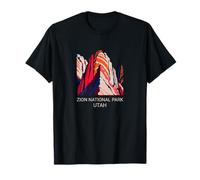 Parque Nacional Zion Utah Art-Deco Montaña Gráfico Camiseta