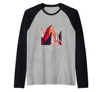 Parque Nacional Zion Utah Art-Deco Montaña Gráfico Camiseta Manga Raglan