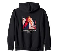 Parque Nacional Zion Utah Art-Deco Montaña Gráfico Sudadera con Capucha