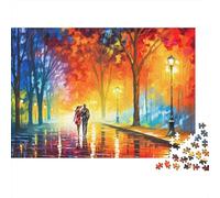 Parque Otoñal Paseo Pareja Puzzle para Adultos 1000 Piezas Noche Papel Juego de Puzzle 1000 Piezas Familiar Relajación Decoración Regalo 38x26cm/1000pcs