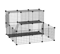 Parque para animales pequeños PawHut, valla modular para cachorros, 24 paneles, negro