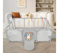 Parque para cachorros con puerta, parque para cachorros o perros pequeños, valla sólida de tela gruesa y malla de nailon de alta resistencia, lavable a máquina, interior/exterior, 180 x 120 x 66 cm