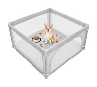 Parque para cachorros con puerta, parque para cachorros o perros pequeños, valla sólida de tela gruesa y malla de nailon de alta resistencia, lavable a máquina, interior y exterior, 120 x 120 x 66 cm