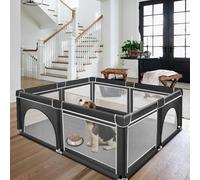 Parque para cachorros con puerta, parque para cachorros o perros pequeños, valla sólida de tela gruesa y malla de nailon de alta resistencia, lavable a máquina, interior y exterior, 180 x 150 x 66 cm