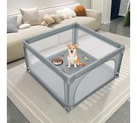 Parque para cachorros con puerta, parque para cachorros o perros pequeños, valla sólida de tela gruesa y malla de nailon de alta resistencia, lavable a máquina, interior/exterior, 120 x 120 x 66 cm