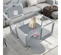 Parque para cachorros con puerta y cesta de baloncesto, adecuado para cachorros o perros pequeños, valla robusta de tela Oxford y malla de nailon de alta resistencia (gris oscuro, 126 x 126 cm)