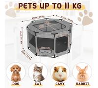 Parque para cachorros de tela Oxford, corral para ejercicios de animales con cremallera y bolsillo lateral, cuadrado/octogonal para uso en interiores y exteriores