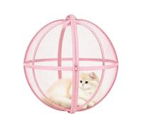 Parque para gatos con ruedas, bola de hámster panorámico de 360 grados | Corralito plegable de malla transpirable para mascotas con cremallera para gatos de interior para entrenamiento