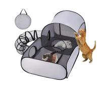 Parque para Gatos - Corral Cerrado para Exteriores - Casa Plegable con Juguetes Interactivos Y Área De Ejercicio para Gatitos, Cachorros Y Mascotas Pequeñas En Viaje Y Exterior