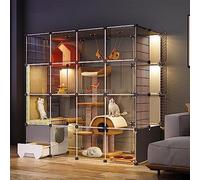 Parque para Gatos DIY, Jaula for Gatos con Caja de Arena 4 Niveles for Interior y Exterior, for, Cachorros, Hurones, erizos, Varios tamaños, Paquete 1(L145xW75xH145cm)