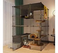 Parque para gatos: jaulas para gatos, corral para gatos de interior con puerta y caja de arena para gatos cerrada, parque infantil para mascotas, jaula para animales pequeños para gatitos, cobayas, co