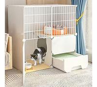 Parque para gatos: parque para mascotas, corral para gatos, recintos para gatos al aire libre, jaulas para animales pequeños con puerta y caja de arena para gatos cerrada, arena antiolor para gatitos,