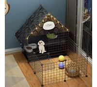 Parque para Mascotas, Parque para Perros: Jaula para Animales pequeños de Bricolaje para Uso en Interiores y Exteriores, Valla portátil de Alambre de Metal para Cachorros, Gatitos y Conejitos (Negro 7