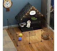 Parque para Mascotas, Parque para Perros: Jaula para Animales pequeños de Bricolaje para Uso en Interiores y Exteriores, Valla portátil de Alambre de Metal para Cachorros, Gatitos y Conejitos (Negro 1